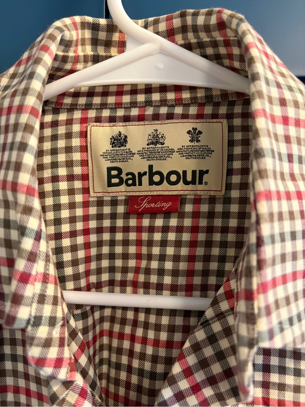 Barbour Tattersall Check Plaid Mens S Small Button-Down Shirt Olive Rust L/S